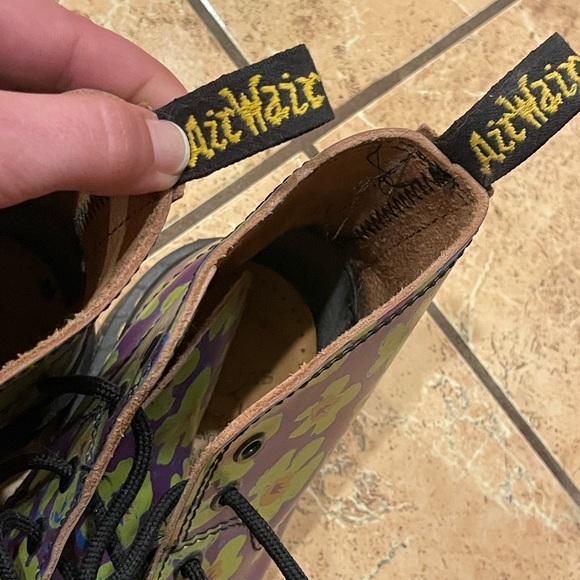 Vintage Dr. Martens Purple and Green Floral Boots - Picture 5 of 8